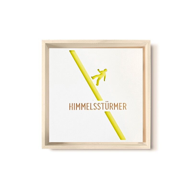 Stadtliebe® | Immagine 3D in legno "Himmelsstürmer" rifinita con fresatura CNC gialla