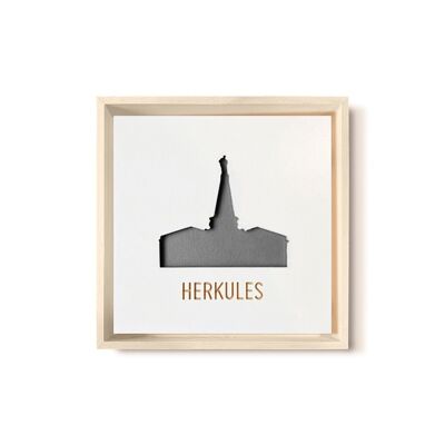 Stadtliebe® | Cuadro de madera 3D "Hércules" refinado con fresado CNC negro