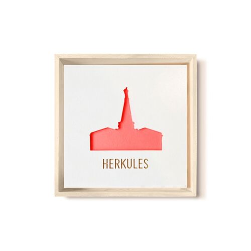 Stadtliebe® | 3D-Holzbild "Herkules" veredelt mit CNC-Fräsung Rot