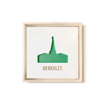 Stadtliebe® | Cuadro de madera 3D "Hércules" refinado con fresado CNC verde