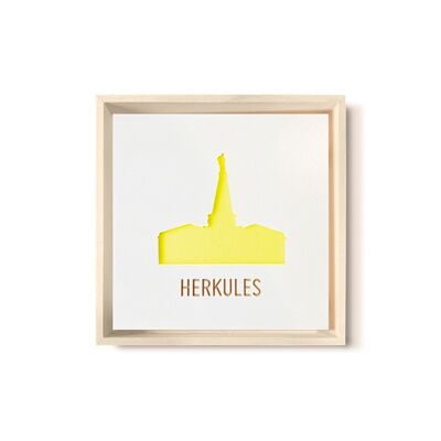 Stadtliebe® | 3D-Holzbild "Herkules" veredelt mit CNC-Fräsung Gelb