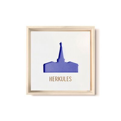 Stadtliebe® | 3D-Holzbild "Herkules" veredelt mit CNC-Fräsung Blau