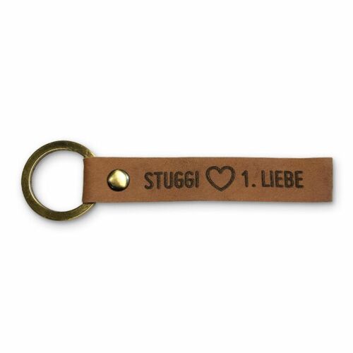 Stadtliebe® | Stuttgart Leder Schlüsselanhänger mit Metall Ring "Stuggi"