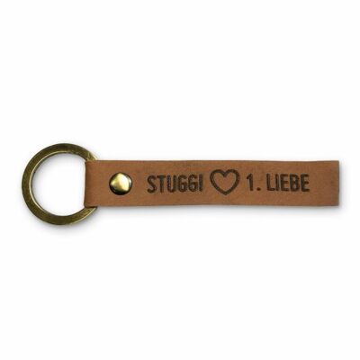 Stadtliebe® | Llavero de piel de Stuttgart con anilla de metal "Stuggi"