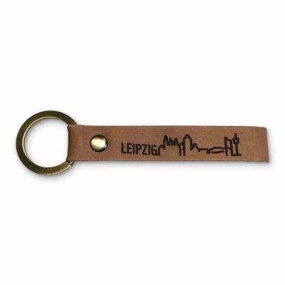 Stadtliebe® | Leipzig leather key ring with metal ring "Skyline"