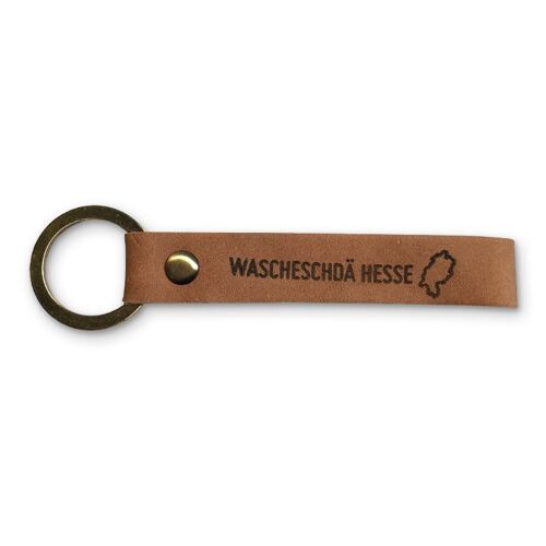 Stadtliebe® | Leder Schlüsselanhänger mit Metall Ring "Wascheschdä Hesse"