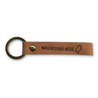 Stadtliebe® | Leder Schlüsselanhänger mit Metall Ring "Wascheschdä Hesse"