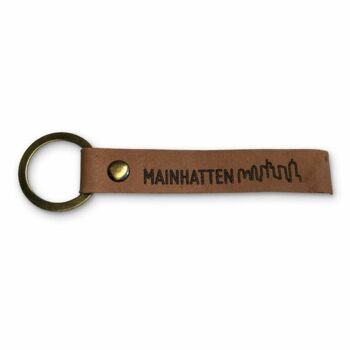 Stadtliebe® | Porte-clés en cuir de Francfort avec anneau en métal "Mainhatten"