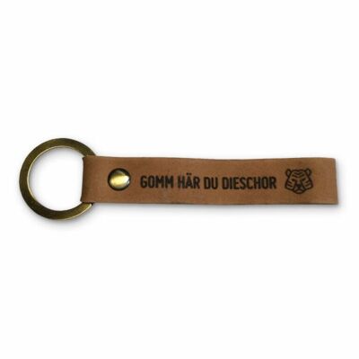 Stadtliebe® | Porte-clés en cuir Dresde avec anneau en métal "Gomm här du Dischor"