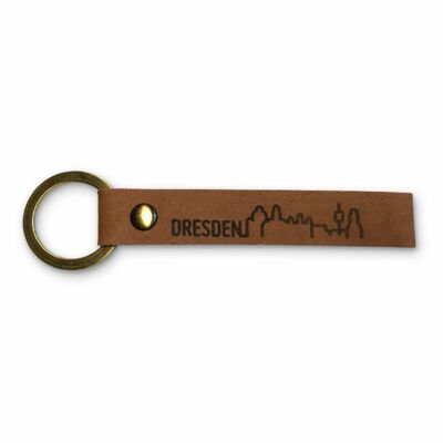 Stadtliebe® | Dresden leather key ring with metal ring "Skyline"