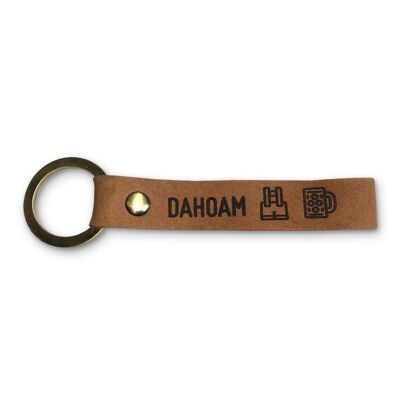 Stadtliebe® | Porte-clés en cuir Munich avec anneau en métal "Dahoam" Lederhose & Maß bière