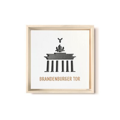 Stadtliebe® | 3D wood picture "Brandenburg Gate" refined with black CNC milling