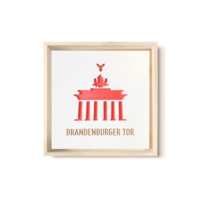 Stadtliebe® | 3D-Holzbild "Brandenburger Tor" veredelt mit CNC-Fräsung Rot