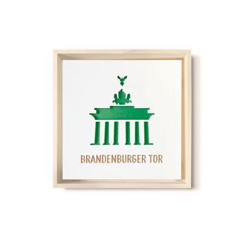 Stadtliebe® | Tableau en bois 3D "Porte de Brandebourg" affiné avec fraisage CNC vert