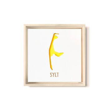 Stadtliebe® | Tableau en bois 3D "Sylt" affiné avec fraisage CNC jaune