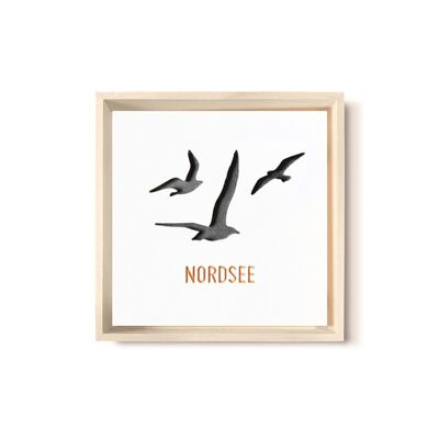 Stadtliebe® | 3D-Holzbild "Nordsee" veredelt mit CNC-Fräsung Schwarz