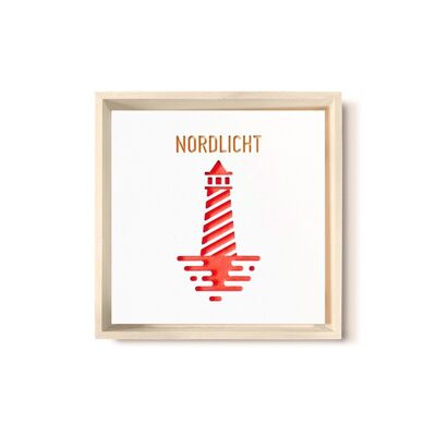Stadtliebe® | Cuadro de madera 3D "Northern Lights" refinado con fresado CNC rojo