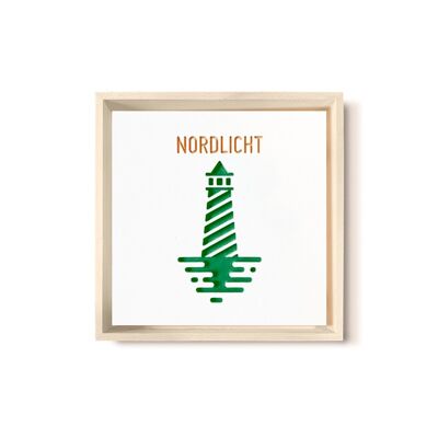 Stadtliebe® | Immagine 3D in legno "Northern Lights" rifinita con fresatura CNC verde