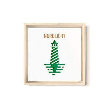 Stadtliebe® | Tableau en bois 3D "Northern Lights" affiné avec fraisage CNC vert