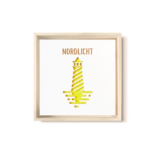 Stadtliebe® | 3D-Holzbild "Nordlicht" veredelt mit CNC-Fräsung Gelb