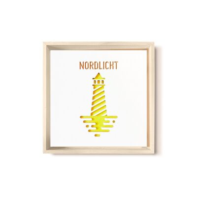 Stadtliebe® | Cuadro de madera 3D "Northern Lights" refinado con fresado CNC amarillo