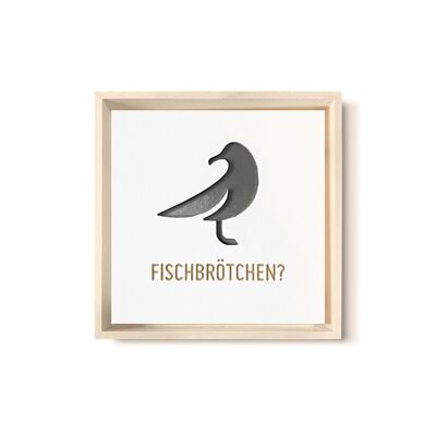 Stadtliebe® | Immagine 3D in legno "Fischbrötchen" rifinita con fresatura CNC nera