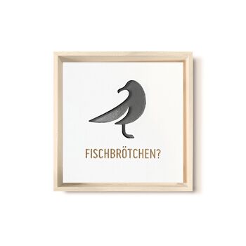 Stadtliebe® | Tableau en bois 3D "Fischbrötchen" raffiné avec fraisage CNC noir