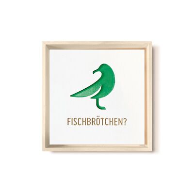 Stadtliebe® | Immagine 3D in legno "Fischbrötchen" rifinita con fresatura CNC verde