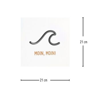 Stadtliebe® | Tableau en bois 3D "Moin, Moin!" affiné avec fraisage CNC rouge