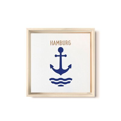 Stadtliebe® | 3D wood picture "Hamburg" refined with blue CNC milling