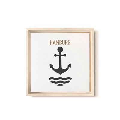 Stadtliebe® | 3D wood picture "Hamburg" refined with black CNC milling