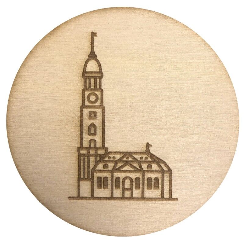 Stadtliebe® | Sottobicchiere in legno "Hamburger Michel" rifinito con incisione laser e retro in feltro