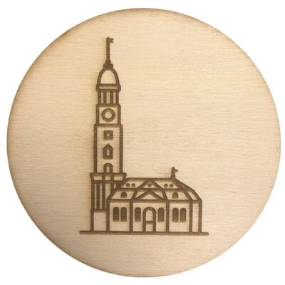 Stadtliebe® | Wooden coaster "Hamburger Michel" refined with laser engraving and felt back