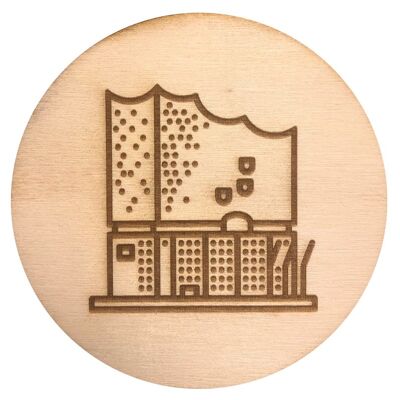 Stadtliebe® | Wooden coaster "Elbphilharmonie" refined with laser engraving and felt back