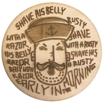 Stadtliebe® | Wooden coaster "Drunken Sailor: Shave His Belly" refined with laser engraving and felt back