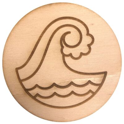 Stadtliebe® | Wooden coaster "Welle Nr.1" refined with laser engraving and felt back