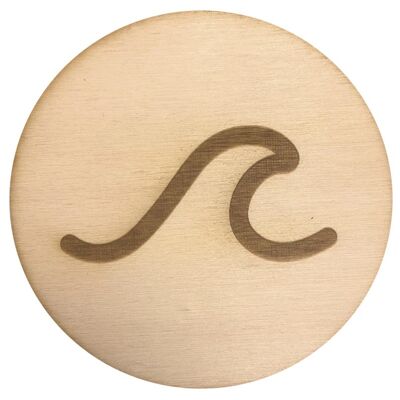 Stadtliebe® | Posavasos de madera "ola minimalista" refinada con grabado láser y respaldo de fieltro