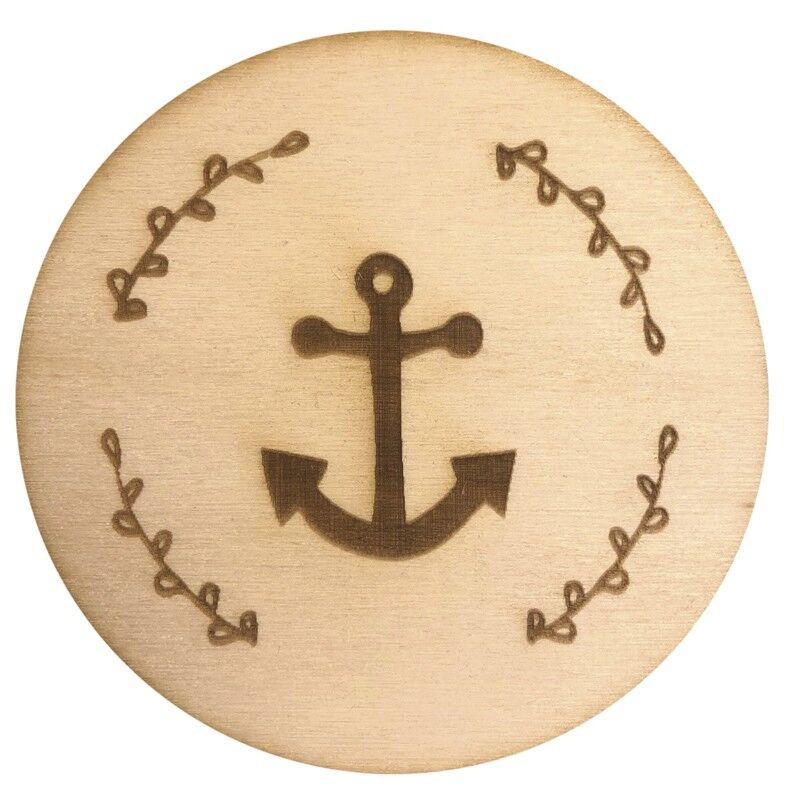 Stadtliebe® | Sottobicchiere in legno "ancora decorata" rifinito con incisione laser e retro in feltro