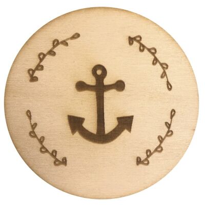 Stadtliebe® | Wooden coaster "decorated anchor" refined with laser engraving and felt back