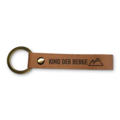Stadtliebe® | Llavero de piel Munich con anilla de metal "Kind der Berge"