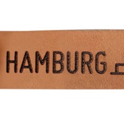 Stadtliebe® | Llavero de cuero Hamburg con anilla de metal "Skyline"