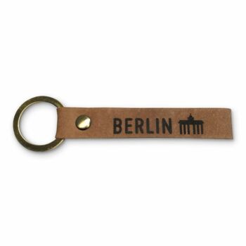 Stadtliebe® | Porte-clés en cuir de Berlin avec anneau en métal "Porte de Brandebourg"