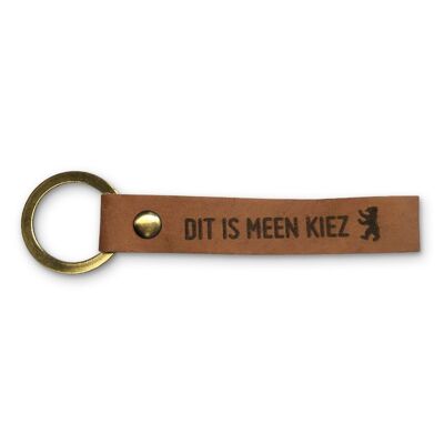 Stadtliebe® | Berlin Leder Schlüsselanhänger mit Metall Ring „Dit is meen Kiez"