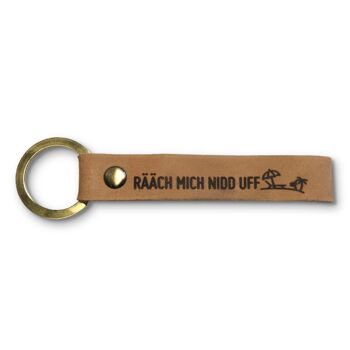 Stadtliebe® | Porte-clés en cuir Kassel avec anneau en métal "Rääch mich nidd uff"