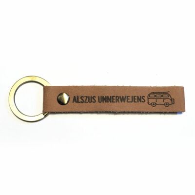 Stadtliebe® | Kassel leather key ring with metal ring "Alzus unnerwejens"