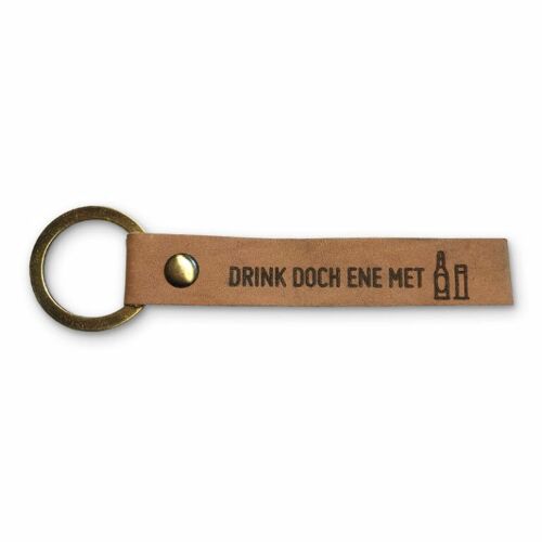 Stadtliebe® | Köln Leder Schlüsselanhänger mit Metall Ring „Drink doch ene met“
