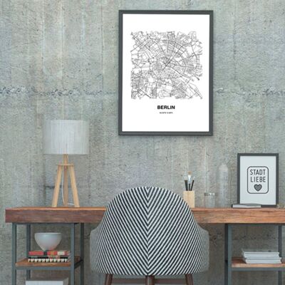 Stadtliebe® | Berlin map black & white art print A2