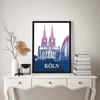 Stadtliebe® | Colonia - Stampa artistica del Duomo di Colonia diverse dimensioni DIN A2