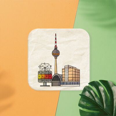 Stadtliebe® | Carte postale de tapis de bière de Berlin "Alexander Platz"