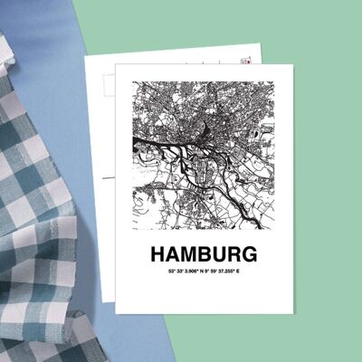 Stadtliebe® | Postal de Hamburgo "Mapa de Hamburgo"